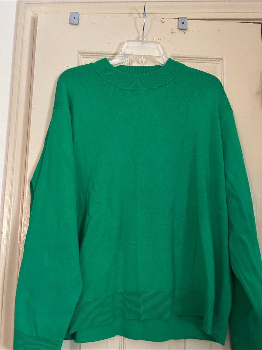 Mango Kelly Green Relaxed Crewneck Sweater